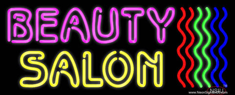 Double Stroke Pink Beauty Yellow Salon Real Neon Glass Tube Neon Sign 