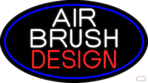 White Air Brush Design With Blue Border Real Neon Glass Tube Neon Sign 