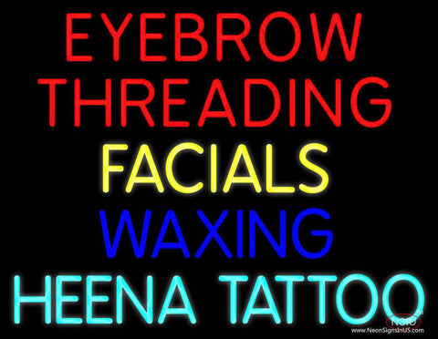 Eyebrow Threading Facials Waxing Real Neon Glass Tube Neon Sign 