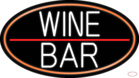 White Wine Bar Oval With Orange Border Real Neon Glass Tube Neon Sign 