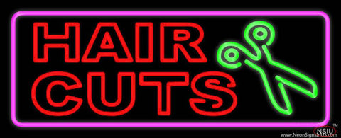 Red Double Stroke Hair Cut With Scissor Real Neon Glass Tube Neon Sign 