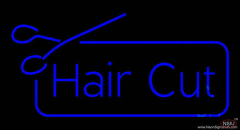 Blue Haircut With Scissor Real Neon Glass Tube Neon Sign 