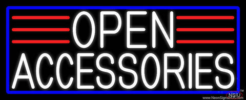 White Open Accessories With Blue Border Real Neon Glass Tube Neon Sign 