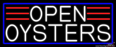 White Open Oysters With Blue Border Real Neon Glass Tube Neon Sign 
