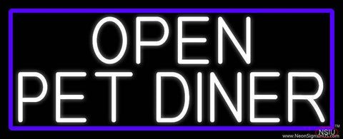 White Open Pet Diner With Purple Border Real Neon Glass Tube Neon Sign 
