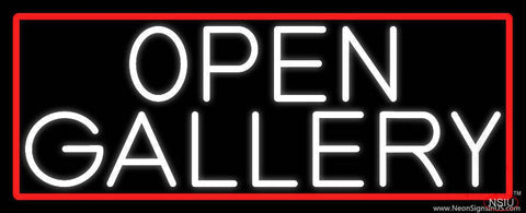 White Open With Gallery With Red Border Real Neon Glass Tube Neon Sign 
