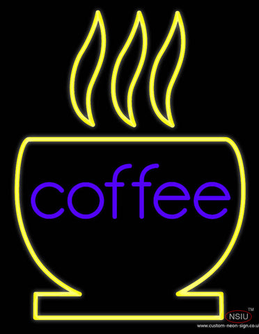 Coffee With Cup Real Neon Glass Tube Neon Sign 