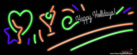 Happy Holidays Real Neon Glass Tube Neon Sign 