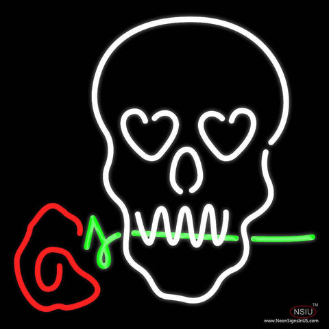 Skull With Rose Real Neon Glass Tube Neon Sign 