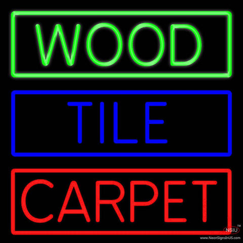 Wood Tile Carpet Real Neon Glass Tube Neon Sign 