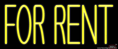 Yellow For Rent  Real Neon Glass Tube Neon Sign 