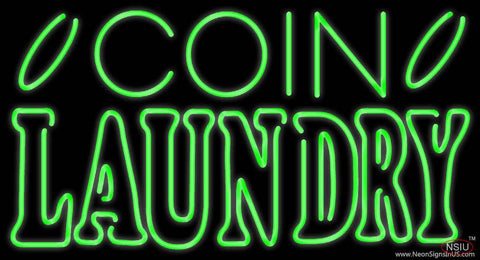 Green Coin Laundry Real Neon Glass Tube Neon Sign 