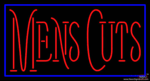 Mens Cuts With Blue Border Real Neon Glass Tube Neon Sign 