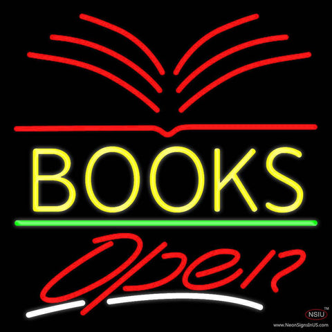 Yellow Books Open Real Neon Glass Tube Neon Sign 