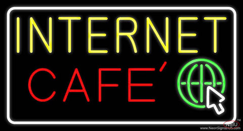 Yellow Internet Cafe Real Neon Glass Tube Neon Sign 