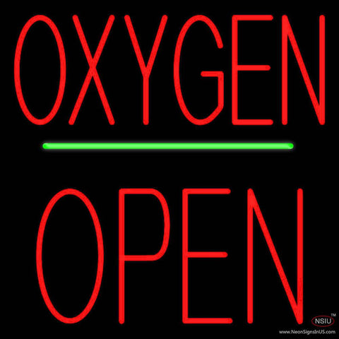 Oxygen Block Open Green Line Real Neon Glass Tube Neon Sign