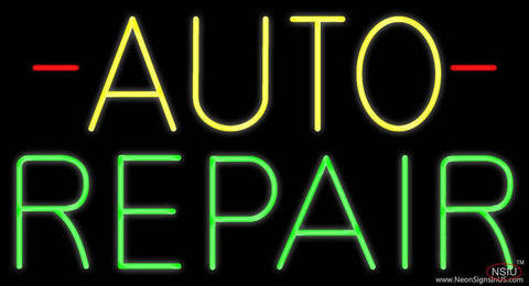 Yellow Auto Green Repair Block Real Neon Glass Tube Neon Sign 