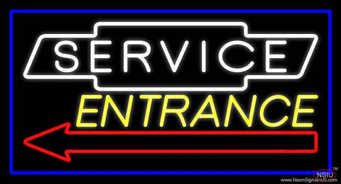 White Service Yellow Entrance With Blue Border Real Neon Glass Tube Neon Sign 