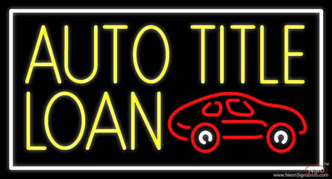 Yellow Auto Title Loans Car Logo  Real Neon Glass Tube Neon Sign 