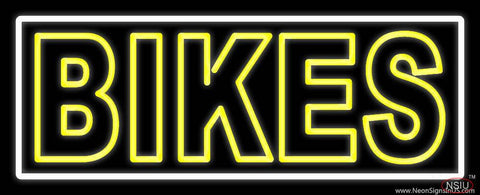 Yellow Double Stroke Bikes Real Neon Glass Tube Neon Sign 