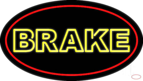 Yellow Double Stroke Brake With Border Real Neon Glass Tube Neon Sign 
