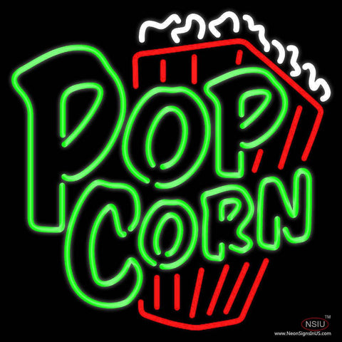Green Popcorn With Logo Real Neon Glass Tube Neon Sign 