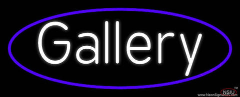 White Gallery Oval Border Real Neon Glass Tube Neon Sign 