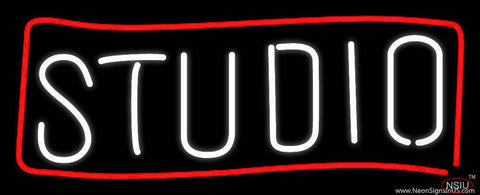 White Studio With Red Border Real Neon Glass Tube Neon Sign 