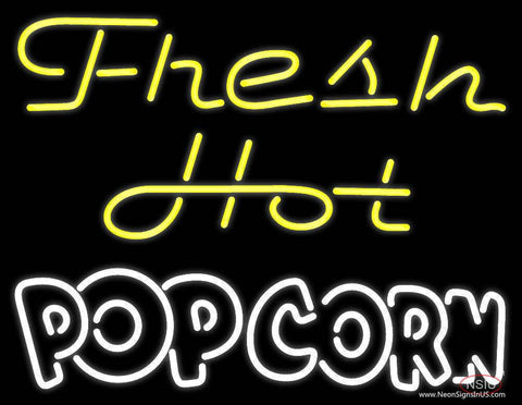 Yellow Fresh Hot White Popcorn Real Neon Glass Tube Neon Sign 