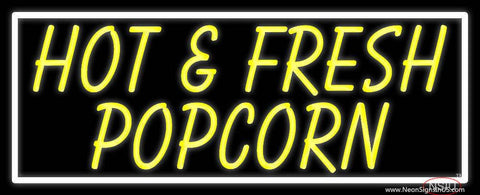 Yellow Hot And Fresh Popcorn Real Neon Glass Tube Neon Sign 