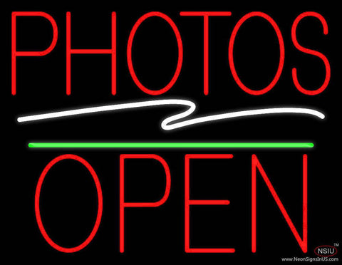 Red Photos Block With Open  Real Neon Glass Tube Neon Sign 