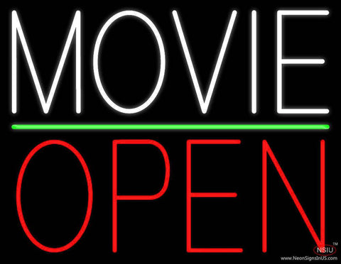 White Movie Open Real Neon Glass Tube Neon Sign 