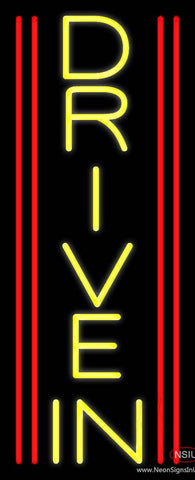 Yellow Vertical Drive In Real Neon Glass Tube Neon Sign 
