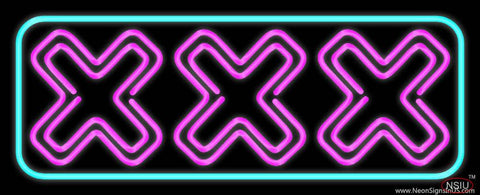 Xxx Turquoise Border Real Neon Glass Tube Neon Sign 