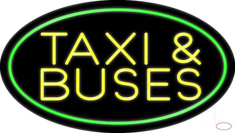 Yellow Taxi And Buses With Border Real Neon Glass Tube Neon Sign 
