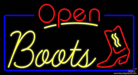 Yellow Boots Open With Border Real Neon Glass Tube Neon Sign 