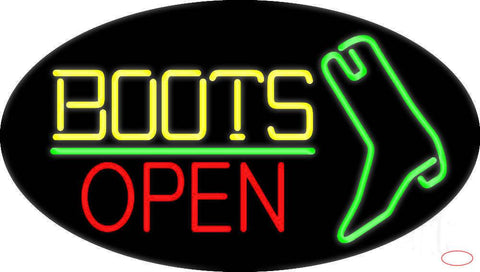 Yellow Boots Open With Logo Real Neon Glass Tube Neon Sign 