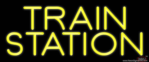 Yellow Train Station Real Neon Glass Tube Neon Sign 