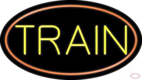 Yellow Train With Border Real Neon Glass Tube Neon Sign 