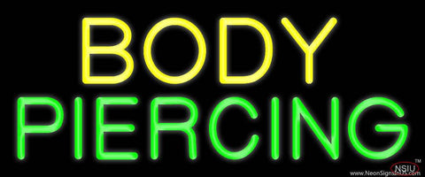 Yellow Body Green Piercing Real Neon Glass Tube Neon Sign 
