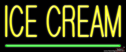 Yellow Ice Cream Green Line Real Neon Glass Tube Neon Sign 
