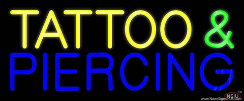 Yellow Tattoo and Blue Piercing Real Neon Glass Tube Neon Sign 