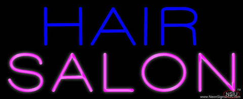 Block Blue Pink Hair Salon Real Neon Glass Tube Neon Sign 