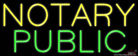 Yellow Green Notary Public Real Neon Glass Tube Neon Sign 