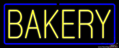 Yellow Bakery with Blue Border Real Neon Glass Tube Neon Sign 