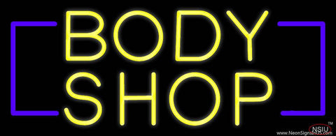 Yellow Body Shop Real Neon Glass Tube Neon Sign 