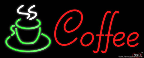 Red Cursive Coffee Logo Real Neon Glass Tube Neon Sign 