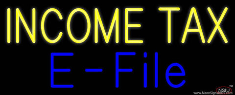 Yellow Income Tax E-File Real Neon Glass Tube Neon Sign 