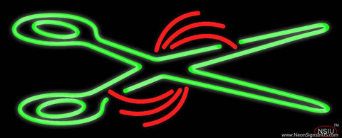 Green Scissor Logo Real Neon Glass Tube Neon Sign 