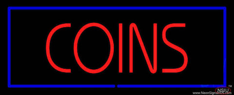 Red Coins Blue Border Real Neon Glass Tube Neon Sign 